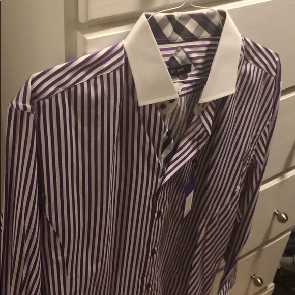BespokeFit Other - Purple & white striped button down